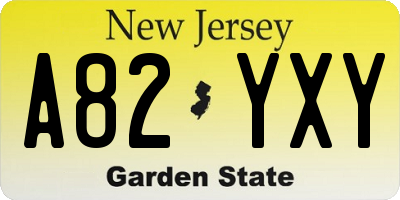NJ license plate A82YXY