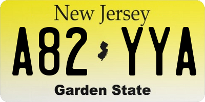 NJ license plate A82YYA