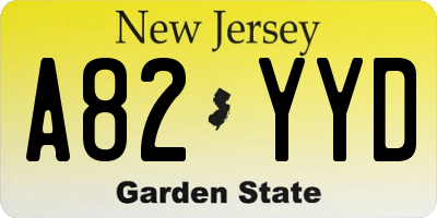 NJ license plate A82YYD