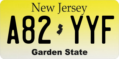 NJ license plate A82YYF