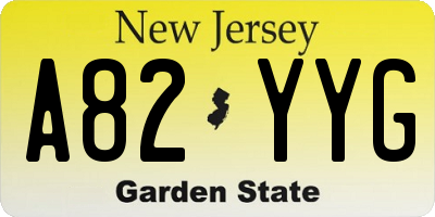 NJ license plate A82YYG