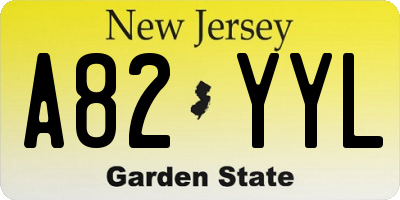 NJ license plate A82YYL
