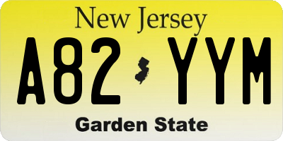 NJ license plate A82YYM