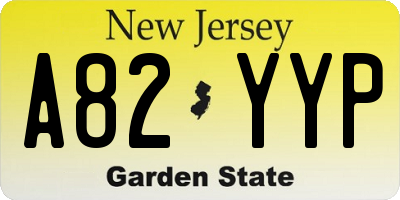 NJ license plate A82YYP