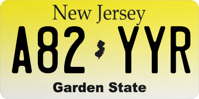 NJ license plate A82YYR