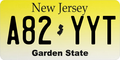 NJ license plate A82YYT