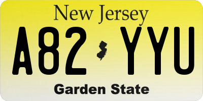 NJ license plate A82YYU