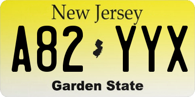 NJ license plate A82YYX