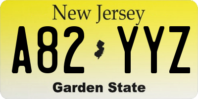 NJ license plate A82YYZ