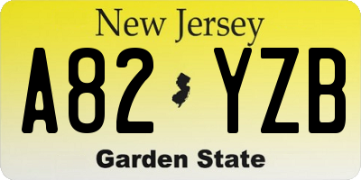 NJ license plate A82YZB