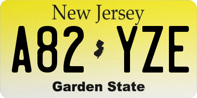 NJ license plate A82YZE