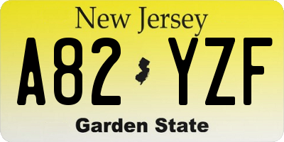 NJ license plate A82YZF