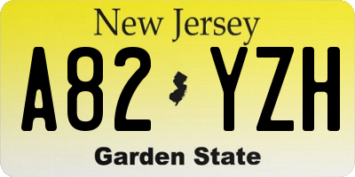 NJ license plate A82YZH