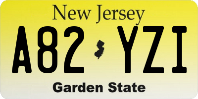 NJ license plate A82YZI
