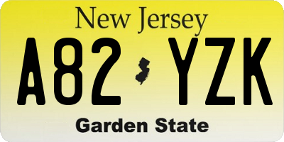 NJ license plate A82YZK