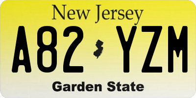 NJ license plate A82YZM