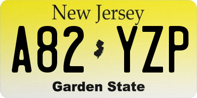 NJ license plate A82YZP