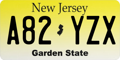 NJ license plate A82YZX