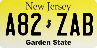 NJ license plate A82ZAB