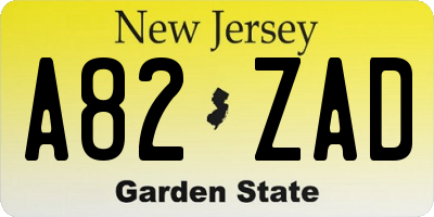NJ license plate A82ZAD