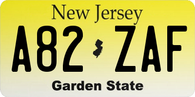 NJ license plate A82ZAF