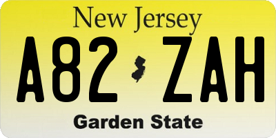 NJ license plate A82ZAH