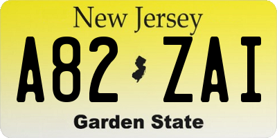 NJ license plate A82ZAI