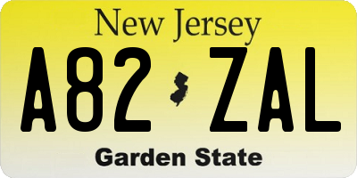 NJ license plate A82ZAL