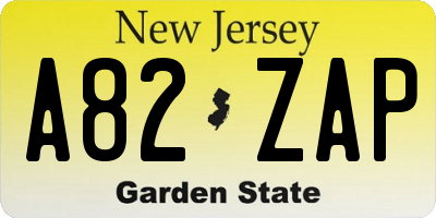 NJ license plate A82ZAP