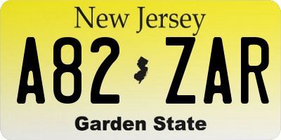 NJ license plate A82ZAR