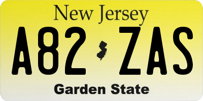 NJ license plate A82ZAS