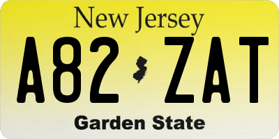 NJ license plate A82ZAT