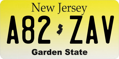 NJ license plate A82ZAV