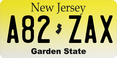NJ license plate A82ZAX