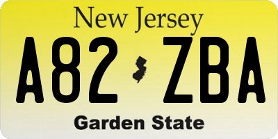 NJ license plate A82ZBA