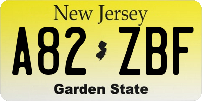 NJ license plate A82ZBF