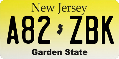 NJ license plate A82ZBK