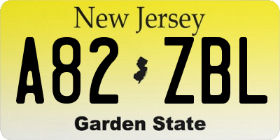 NJ license plate A82ZBL