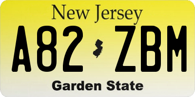 NJ license plate A82ZBM