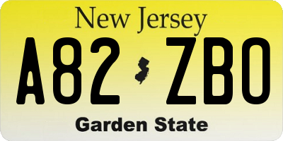 NJ license plate A82ZBO