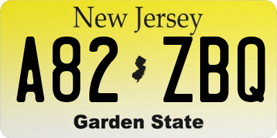 NJ license plate A82ZBQ