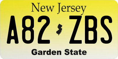 NJ license plate A82ZBS