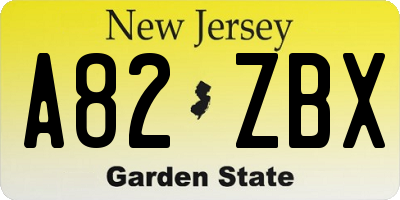 NJ license plate A82ZBX