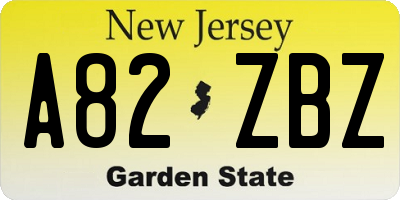 NJ license plate A82ZBZ
