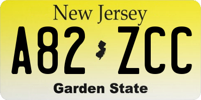 NJ license plate A82ZCC