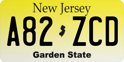 NJ license plate A82ZCD