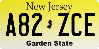 NJ license plate A82ZCE