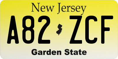 NJ license plate A82ZCF