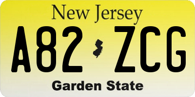 NJ license plate A82ZCG