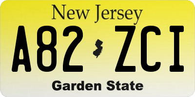 NJ license plate A82ZCI